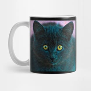 Cute Black Kitten Cat Face Closeup Mug